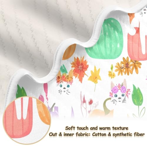 Burbuja White Cats in Pumpkins Baby Blanket for Boys Girls, Nursery Soft Warm Swaddling Receiving Baby Blankets, 30x40 in Toddler Blanket2