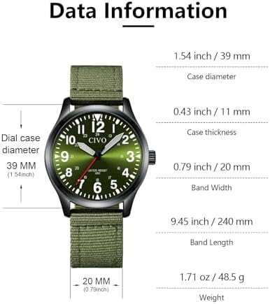 CIVO Military Watch for Men Waterproof: Analog Mens Watches Classic- Field Wrist Watches for Man — view 4