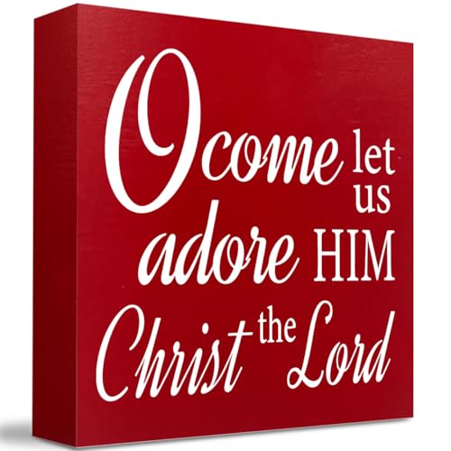 O Come Let Us Adore Him Red Christian Christmas Decorations