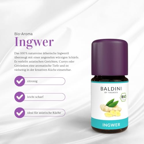 Baldini Bioaroma Ingweröl 5 ml – Zertifiziertes Bio-Aroma