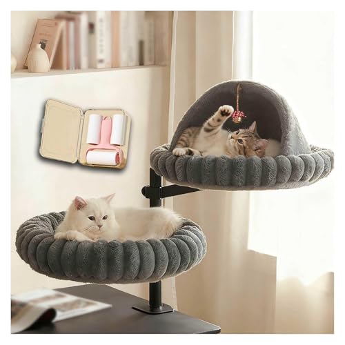 ZaiZaiSMao - ZaiZaiSMao Double Couche Lit pour Chat, Rotation à 360 ° Réglable pour 2 Chats Couchage Et Mobilier pour Chats avec Housse Amovible Et Lavable Confortable, Stable Et Lavable,Gray