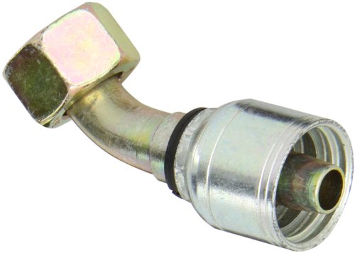 Image of Aeroquip 1A12DLA8 Carbon Steel Global TTC (Thru the Cover) Crimp Hose Fitting DKO Female Swivel, Light Duty, 45 Degree Elbow, 1 /2 inch Hose ID, M22 x 1.5 Thread