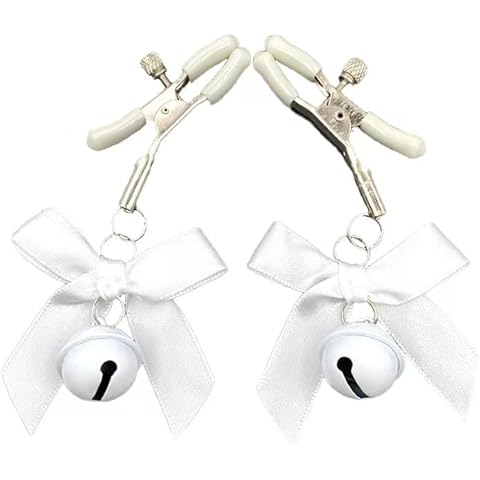 Body Clamp Clip Bow Bells for Women Adjustable Stainless Steel Non Piercing Body Jewelry (White) Cover