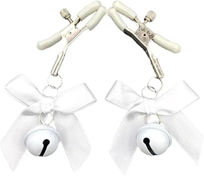 Body Clamp Clip Bow Bells for Women Adjustable Stainless Steel Non Piercing Body Jewelry White
