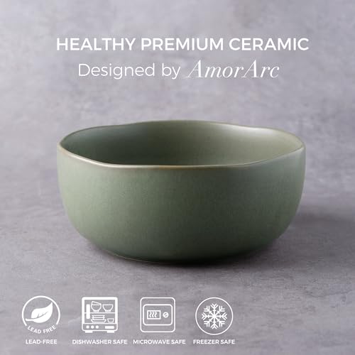 AmorArc Stoneware Cereal Bowls for Kitchen, 28oz Large Ceramic Soup Bowls Set of 4 for Meal,Snacks,Soup, Oven, Microwave&Dishwasher safe Kitchen Bowls with Wavy Rim, Reactive Glaze Matte by AmorArc - Used condition - Image 6