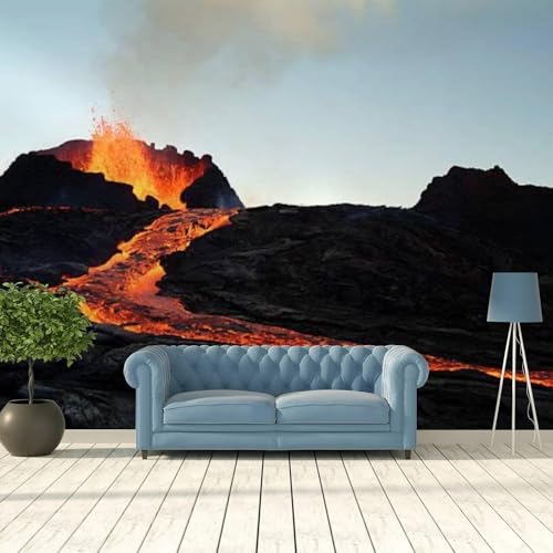 Fond d'écran 3D paysage volcanique mural auto-adhésif