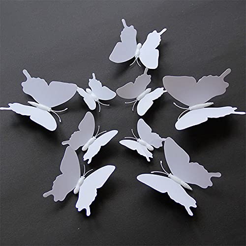 ANCLLO 24 x 3D-Schmetterling-Wandaufkleber, entfernbare Aufkleber, Dekor für Raumdekoration, Zuhause, Wandbild-Kinderzimmer Wandtattoo Aufkleber Abziehbilder Wand-dekor mit Klebepunkten, Weiß