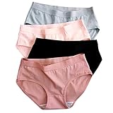 catch-L Damen Plus Size Unterwäsche Mittlere Taille Cotton Brief Unterwäsche High School Mädchen Slips Panty 12-Pack(Color:4 Pack,Size:XL)