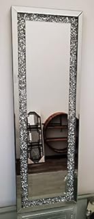 DEENZ 40X120Cm New Gatsby Full Length Crushed Diamond Crystal Glass Silver Rectangle Frame Bevelled Wall Mirror Home Décor For Living Room Bedroom Bathroom