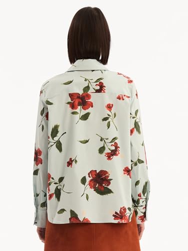 Oscar de la Renta, Hibiscus Cotton Poplin Blouse — view 4