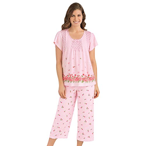 Pyjama-Set mit Bordüre und Blumendruck. - Pink - Large Cover