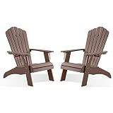 Psilvam Adirondack Chair, Oversized Poly Lumber Fire Pit Chair with Cup Holder, 350Lbs Support Patio