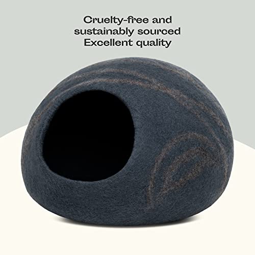 MEOWFIA Cat Cave – Premium Felt Cat Bed for Indoor Cats, Handmade Merino Wool (Slate Grey, Medium) by MEOWFIA - Image 6