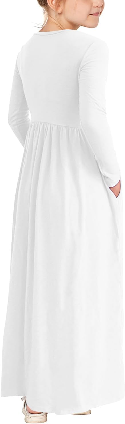 storeofbaby Girls Casual Maxi Floral Dress Long Sleeve Holiday Dresses with Pockets - Image 3