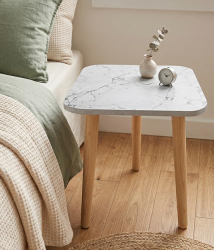 Image of Small Coffee Table with Storage, Mid Century Modern Solid Wood, for Living Room, (SQ-3LEG-W)