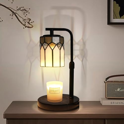 Rswardeleco Diamond Tiffany Candle Warmer Lamp, Adjustable Height Marble