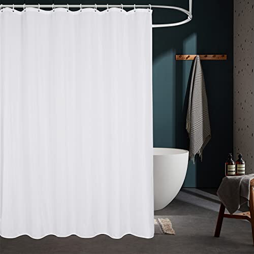 Beneyhome Extra Long Shower Curtain Liner 84 Inches Length White Fabric Grommet Bathroom Shower Curtain 72X84, Hotel Luxury Spa Washable Extra Tall Shower Liner, Water-Repellent, 72”W X 84”H #TOP4