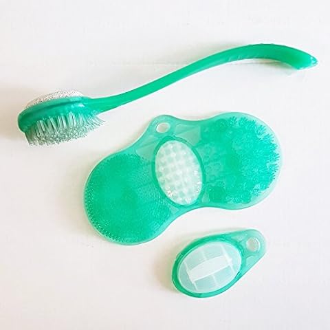 Body & Sole Spa Elite Gift Set | Includes Foot Scrubber, Foot Brush with Pumice Stone and a Liquid Soap Dispenser to Pamper Your Feet, Pack of 3 Foot Care Products (Green) Cover