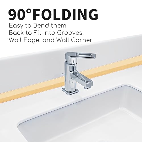 Image of 3 Rolls 10.5 Feet Caulk Tape Toilet Caulking Strip Self Adhesive Bathroom Sealing Peel and Stick Caulk Strip for Bathtub, 1.5 Inches (Almond)
