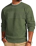 PJ PAUL JONES Sweater for Men Casual Crew Neck Sweaters Fashion Textured Pullover Green