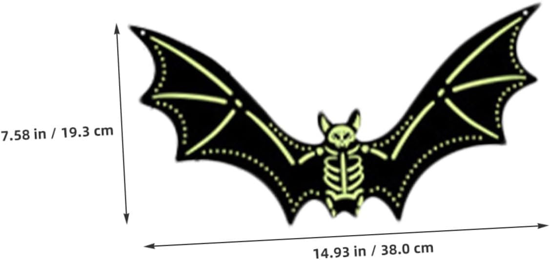 Operitacx Halloween Hanging Luminous Skull Bat Decor, Double-Sided Glow in The Dark Pet Sticker, Outdoor Garden Halloween Ornament for Festival and Party Decorations