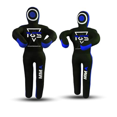 MMA Grappling Dummy Brazilian JIU Jitsu BJJ Punching Bag for Self Defense Wrestling Judo Karate Boxing Throwing Submission Standing Position - UNFILLED (Black Blue, 6FT / 70") by PGS - Image 7