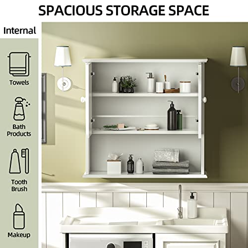 Visiblesser Bathroom Wall Cabinet, Hanging Medicine Cabinets, Wall Mounted Storage Cabinet For Kitchen & Living Room, White #TOP4