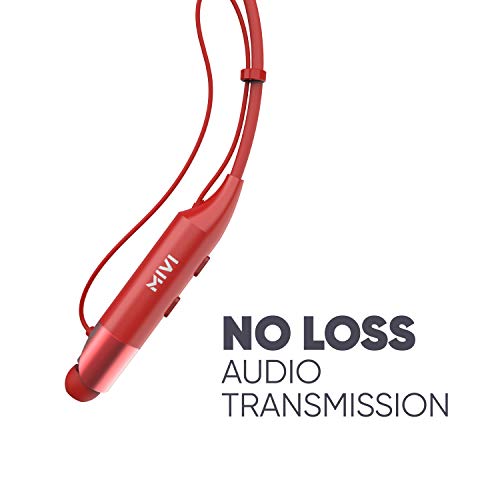 Image of Mivi Collar Wireless Bluetooth 5.0 Neckband in Ear Earphones with Mic Bluetooth Headset Wireless with Stereo Sound, Booming Bass, Long Battery Life, Voice Assistant and IPX4 Sweat Proof - Red