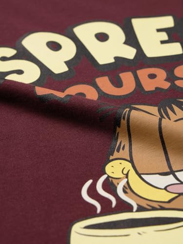 Image of The Souled Store Official Garfield: Espresso Yourself Men and Boys Short Sleeve Round Neck Maroon Graphic Printed Regular Fit Cotton T-Shirts