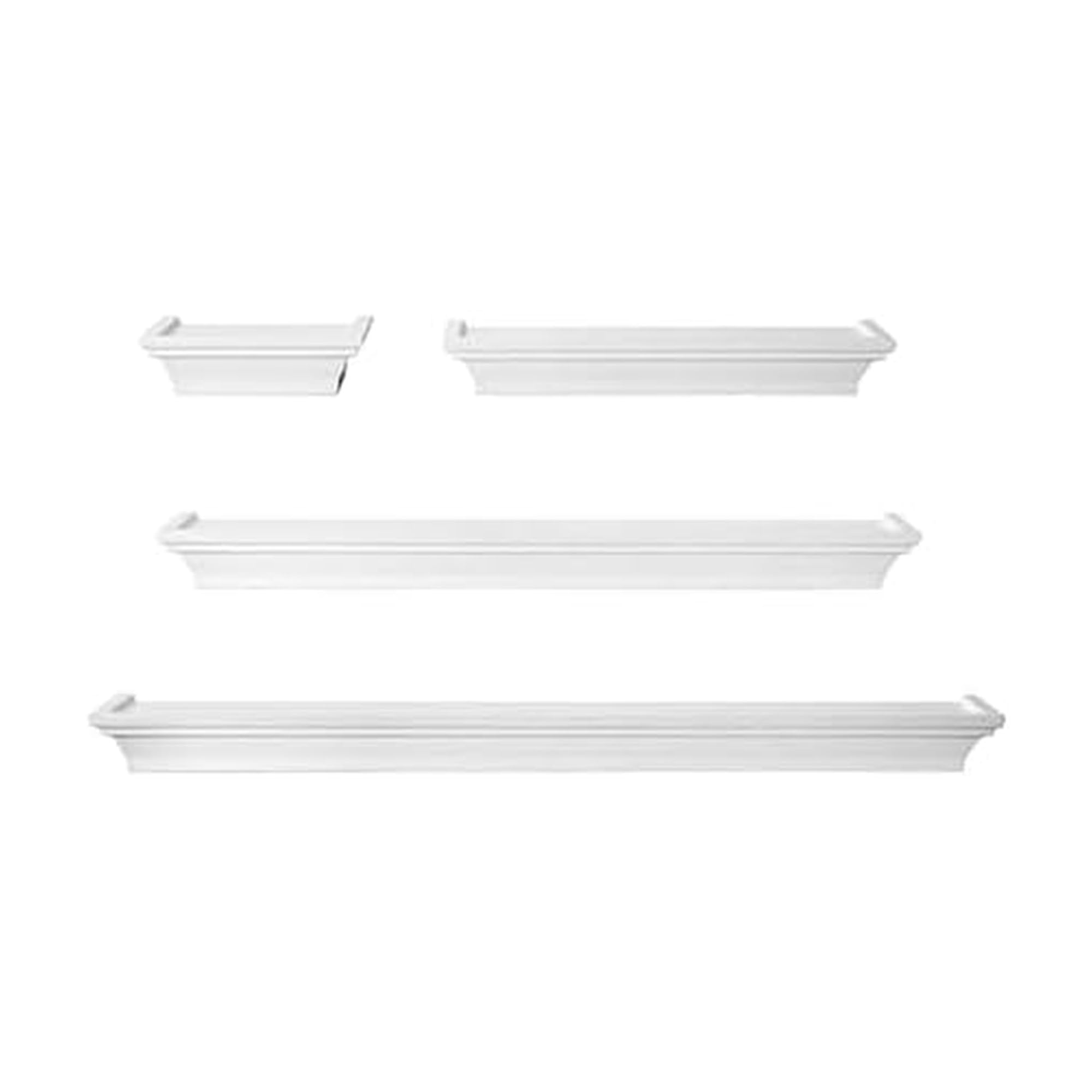 MELANNCO Floating Wall Shelves for Bedroom, Living Room, Bathroom, Kitchen, Nursery, Set of 4, White, 4 Count