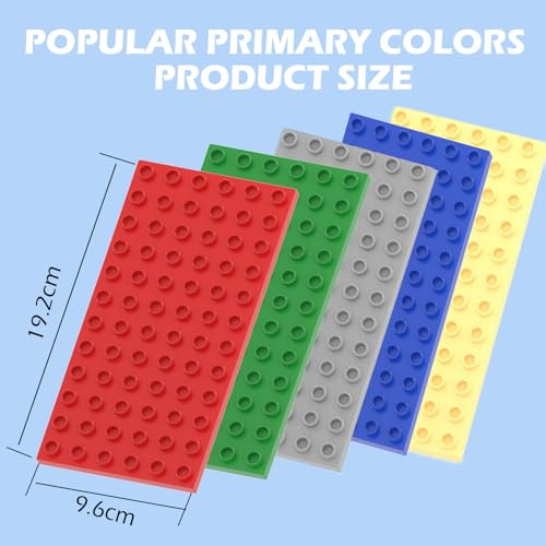 Guihumz 10 Stück Bauplatte Groß Platten 19cm x 9.5 cm Große Grundplatte Kompatibel mit großen Bausteinen Aller führenden Marken 2*Rot+2* Grün+2*Blau+ 2*Grau+ 2*Sand