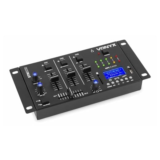 Vonyx STM3030 - Mezclador de 4 canales con reproductor de MP3 USB y tarjetas SD, conexión Bluetooth, funcion grabación en Wav, entrada para 2 micrófonos, talkover, 2 canales linea/phono, función cue