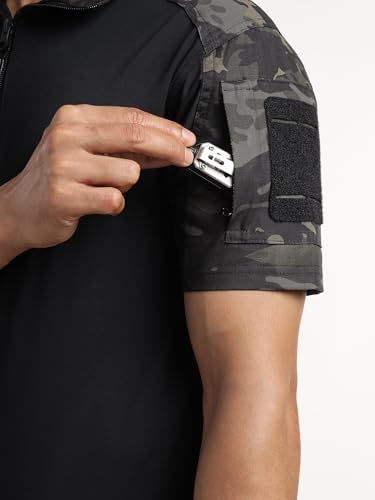 Image of MOUNTMILLER Men's Short Sleeve Ripstop Tactical Polo T-Shirt | Anti-Odor | Moisture-Wicking | UV Protective| Ideal for Hiking & Trekking, Outdoor
