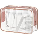 MOCOCITO Necesers Transparentes y 1 Bolsa de Vuelo para Líquidos (20x20 CM,1L), Bolsa de Cosméticos Impermeable para Hombre y Mujer