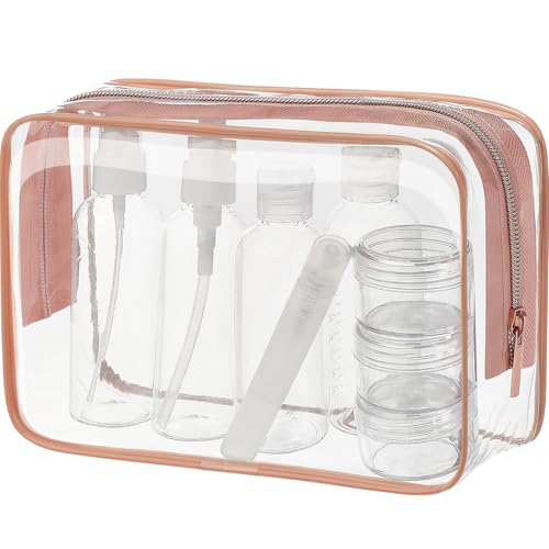 MOCOCITO Necesers Transparentes y 1 Bolsa de Vuelo para Líquidos (20x20 CM,1L), Bolsa de Cosméticos Impermeable para Hombre y Mujer