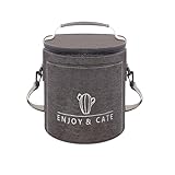 VECELO お弁当袋 保温 保冷 7L 持ち手つき お弁当バッグ 手提げバッグ ランチバッグ がま口 お弁当入れ 大容量 防水 ピクニックバッグ 男女兼用 子供 ファスナー付き オフィス&通勤&通学&ピクニック&遠足 トートバック 断熱 外ポケット付き ショルダーベルト付き ショルダーバッグ グレー