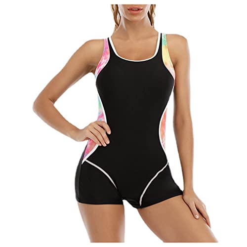 Bañador Natacion Mujer Traje de Baño Mujer Verano Sexy Reductores Barriga Swimsuit Color Sólido Bañadores Deportivo Menstrual Bañador con Relleno Playa Surf Tankinis Swimwear (Negro,M)