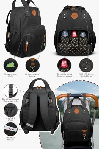 Stylo Urban X Pro Anne Bebek Bakım Kadın Çantası ve Yeni Doğan Çantası (SİYAH) - Görsel 4