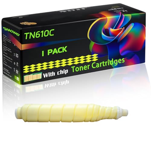 WZLAD TN610C Compatible for Konica Minolta Toner Cartridges TN610K TN610C TN610M TN610Y A04P450 TN610C C5500 C6500 Printers, High Yield Alternatives Reliable Printing (Yellow)