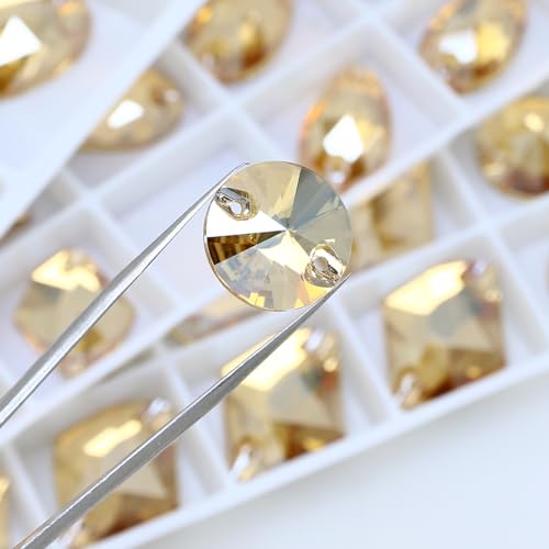 JINJIAO Rhinestones for Crafting,Gloden Glass Flatback Rhinestones 9MM-28MM 60PCS Mix Shape Crystals Gems for Crafts DIY Sew On Rhinestone for Dress Jewelry Shoes Design Art by JINJIAO - Image 2