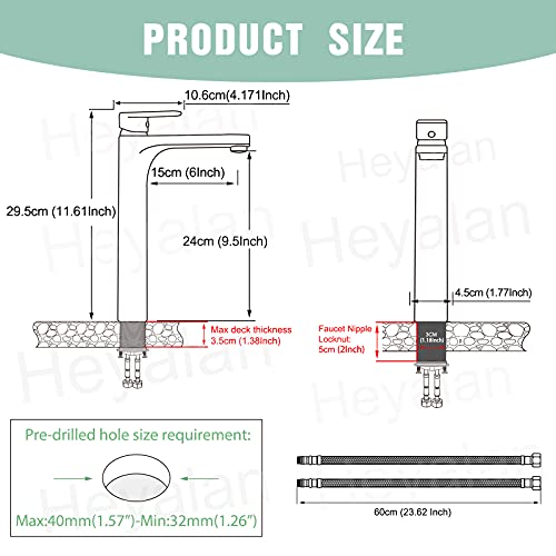 Matte Black Bathroom Faucet Tall Vessel Sink Faucet Single Handle One Hole Basin Mixer Tap Lavatory Vanity Brass Pop Up Drain Without Overflow Included Deck Mount Modern - Thumbnail 3
