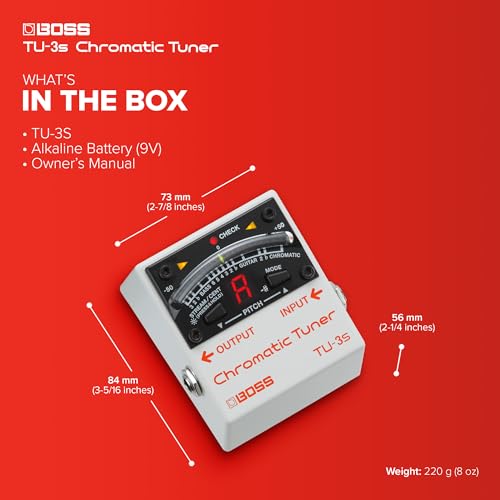 BOSS TU-3S Ultra-Compact Chromatic Tuner | Industry-Standard Performance in a Tiny Footprint | Rock-Solid Tuning for Guitar and Bass | 21-Segment LED Meter by BOSS - Image 3