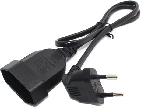 tekit 1ft European EU 2-Prong Power Cord Cable VDE Bend Angle 90 Degree Male to Female Power Extension Cord Cable M/F for PC Computer PDU UPSAngled 1ft/30cm, black