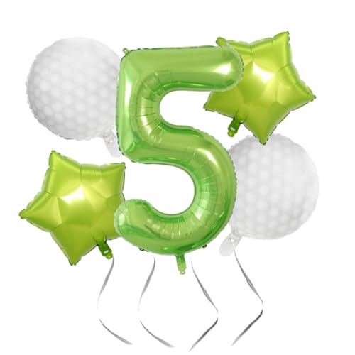 Golf 5th Birthday Party Decorations Balloons,40inch Green Number Balloon，Golf Birthday Decorations Kids,Golf Theme 5th Birthday Balloons (5Pcs Green Golf 5)