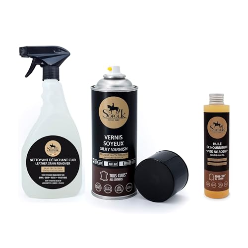 Nettoyant détacheant cuir de prestige, huile fine et vernis mat protecteur