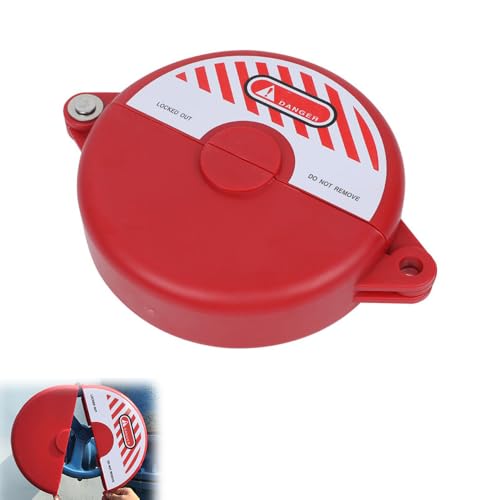 Image of Safety Gate Valve Lockout Cover, 64-127mm(2.5" -5") Diameter, Moisture & Wear Resistant Red Plastic, Easy Install Padlock Enclosure for Outdoor Taps, Water Mains & LOTO Security