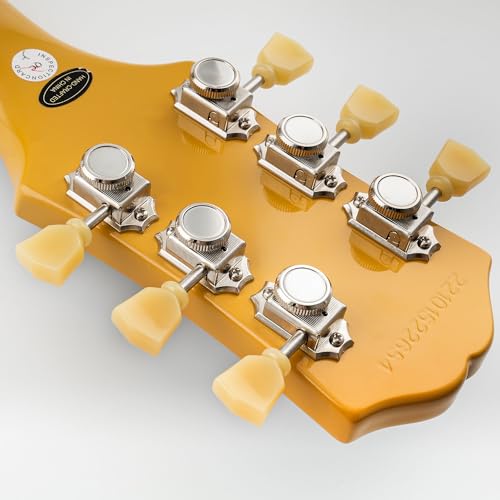 Musiclily Pro Vintage Style 3L+3R Guitar Locking Tuners String Tuning Pegs Keys Machine Heads Set for Les Paul Style Electric or Acoustic Guitar, Nickel with Cream Keystone Button by Musiclily - Image 9