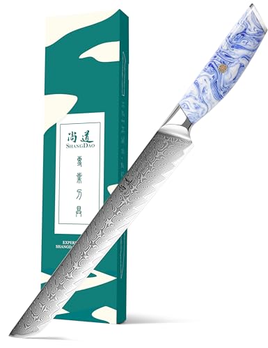 SHANGDAO Coltello per affettare Brisket - 10 pollici, Coltello da cucina professionale per affettare, Acciaio damasco forgiato VG 10, Coltello da cucina per sushi, Codolo completo