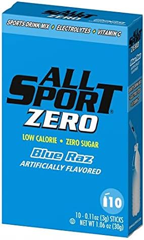 All Sport Zero Sticks, Low Calorie, ZERO Sugar, Electrolyte Sports Drink Mix, Vending Pack (Blue Raz Ice, Pack of 10 (Vending Pack))