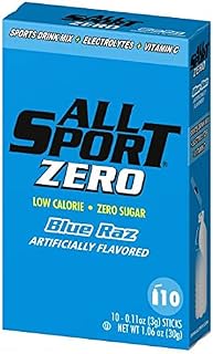 All Sport Zero Sticks, Low Calorie, ZERO Sugar, Electrolyte Sports Drink Mix, Vending Pack (Blue Raz Ice, Pack of 10 (Vending Pack))